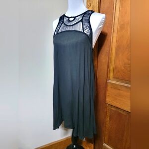NWT Hollister M Black Sleeveless Tank Top Shift Dress Boho Crochet Yoke Bust 38